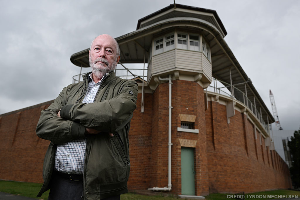 Keith Hamburger stands outside Boggo Rd jail